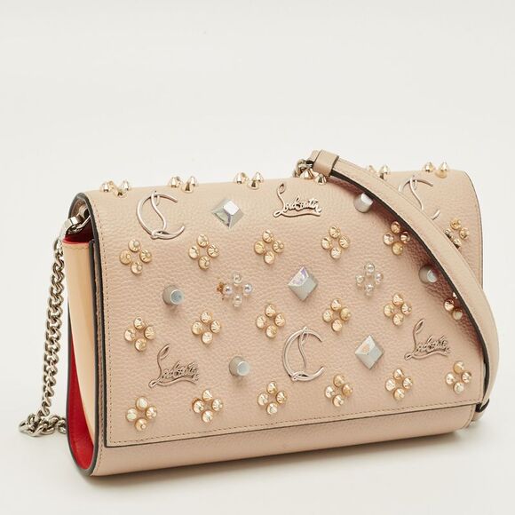 Christian Louboutin Paloma Embellished Leather And Patent Leather Chain Clutch - Picture 3 of 7